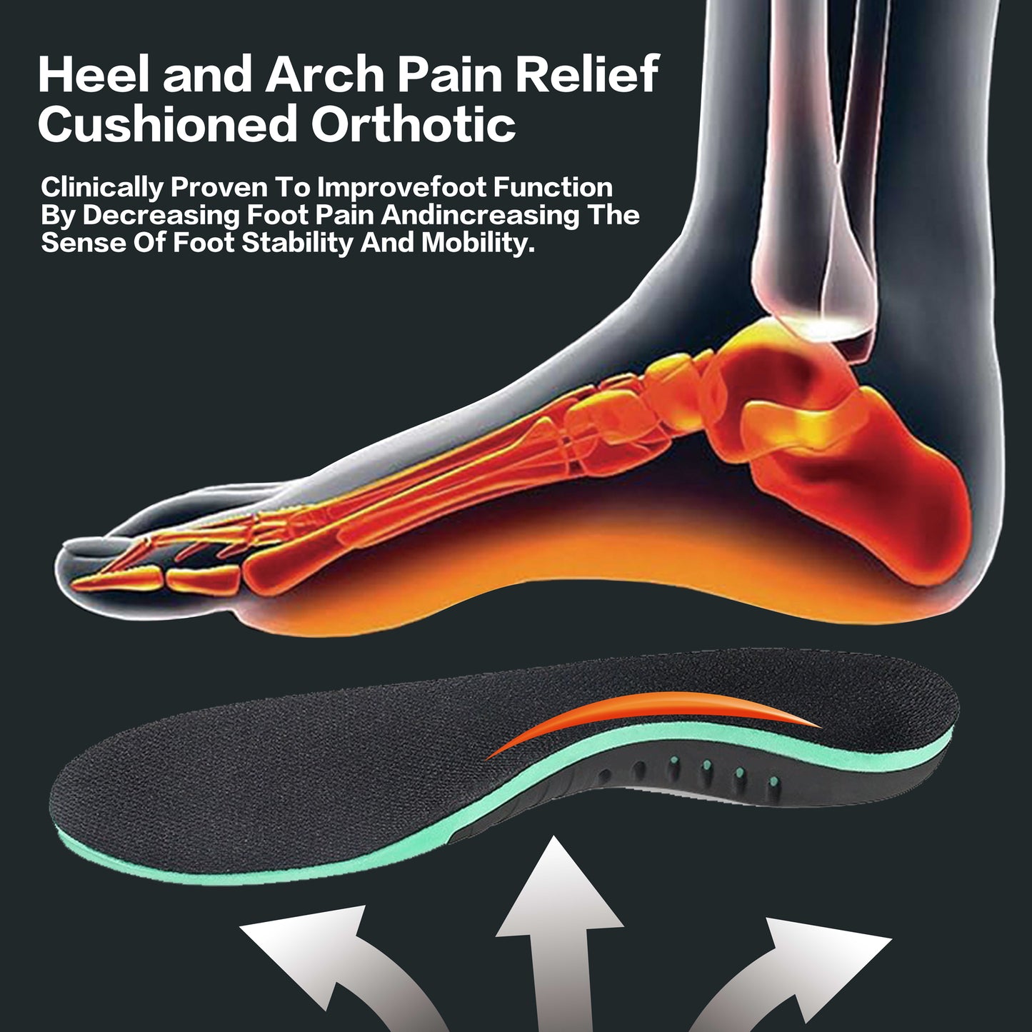 Comfortable and Breathable Insoles for All Shoes - Reduce Foot Pain and Improve Posture