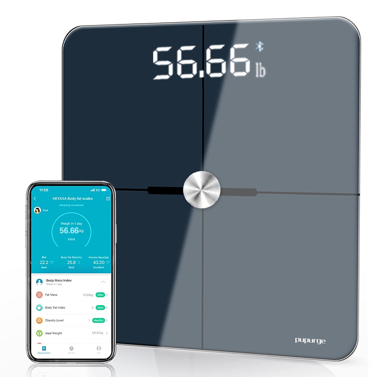 PUPURGE Bathroom Scale, Scale for Body Weight, Digital Scales for Body Weight，Weight Scale, Scales Digital Weight, Smart Body Composition BMI Body Fat Scale, 400 lbs