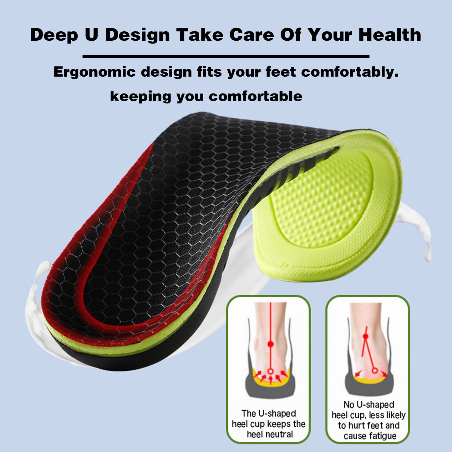 Comfortable and Breathable Insoles for All Shoes - Reduce Foot Pain and Improve Posture